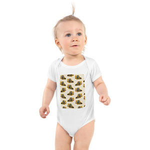 Furrow & Fields Baby Bodysuit White / 12 months Baby JCB 1CX Digger Bodysuit – Cream Pattern Quality Farmers Merch