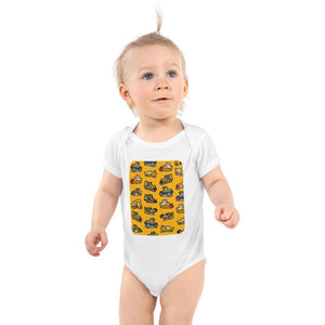 Furrow & Fields Baby Bodysuit White / 12 months Baby JCB Diggers Bodysuit – Yellow Pattern Quality Farmers Merch