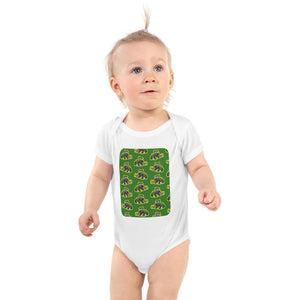 Furrow & Fields Baby Bodysuit White / 12 months Baby John Deere 4350 Tractor Bodysuit – Green Pattern Quality Farmers Merch