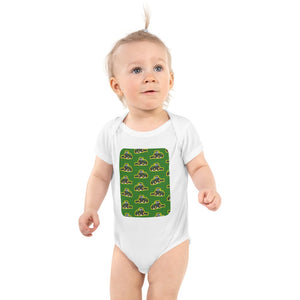 Furrow & Fields Baby Bodysuit White / 12 months Baby John Deere 4955 Tractor Bodysuit – Green Pattern Quality Farmers Merch