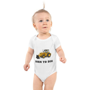 Furrow & Fields Baby Bodysuit White / 12 months Baby Massey Ferguson 50E Digger Bodysuit – Born to Dig Quality Farmers Merch