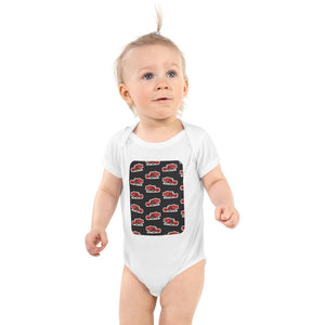 Furrow & Fields Baby Bodysuit White / 12 months Baby Massey Ferguson 520 Combine Bodysuit – Charcoal Pattern Quality Farmers Merch