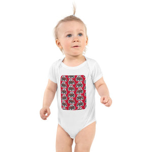 Furrow & Fields Baby Bodysuit White / 12 months Baby Massey Ferguson 590 Tractor Bodysuit – Red Pattern Quality Farmers Merch