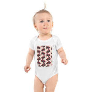 Furrow & Fields Baby Bodysuit White / 12 months Baby Massey Ferguson 6480 Tractor Bodysuit – Cream Pattern Quality Farmers Merch