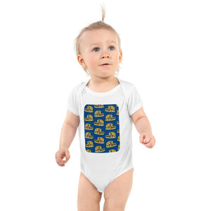 Furrow & Fields Baby Bodysuit White / 12 months Baby New Holland TR 89 Combine Bodysuit – Blue Pattern Quality Farmers Merch