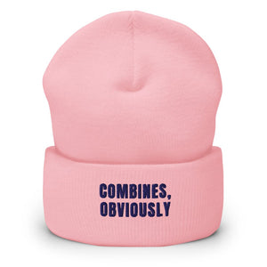Furrow & Fields Baby Pink Combines, Obviously | Cuffed Beanie Quality Farmers Merch