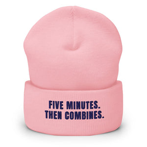 Furrow & Fields Baby Pink Five Minutes. Then Combines. | Cuffed Beanie Quality Farmers Merch