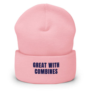 Furrow & Fields Baby Pink Great with Combines | Cuffed Beanie Quality Farmers Merch