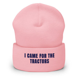Furrow & Fields Baby Pink I Came for the Tractors | Cuffed Beanie Quality Farmers Merch