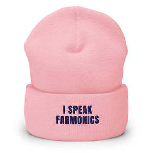 Furrow & Fields Baby Pink I Speak Farmonics | Cuffed Beanie Quality Farmers Merch