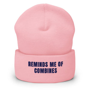 Furrow & Fields Baby Pink Reminds Me of Combines | Cuffed Beanie Quality Farmers Merch