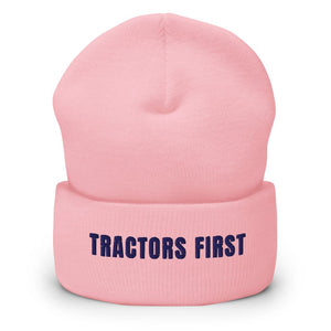 Furrow & Fields Baby Pink Tractors First | Cuffed Beanie Quality Farmers Merch