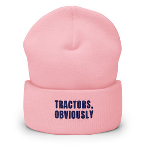 Furrow & Fields Baby Pink Tractors, Obviously | Cuffed Beanie Quality Farmers Merch