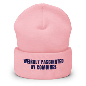 Furrow & Fields Baby Pink Weirdly Fascinated by Combines | Cuffed Beanie Quality Farmers Merch