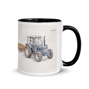 Furrow & Fields Black / 11 oz Ford 7810 Generation III Pencil Sketch | Mug with Color Inside Quality Farmers Merch