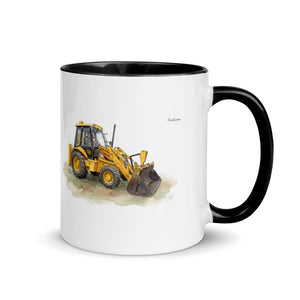 Furrow & Fields Black / 11 oz JCB 3CX Sitemaster Plus Watercolor | Mug with Color Inside Quality Farmers Merch