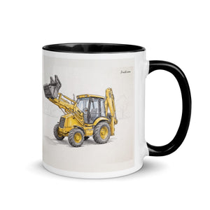 Furrow & Fields Black / 11 oz JCB 3CX Sitemaster SRS Pencil Sketch | Mug with Color Inside Quality Farmers Merch