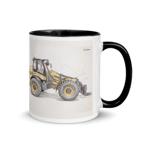 Furrow & Fields Black / 11 oz JCB TM420 Pencil Sketch | Mug with Color Inside Quality Farmers Merch