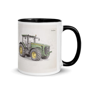 Furrow & Fields Black / 11 oz John Deere 8345R Pencil Sketch | Mug with Color Inside Quality Farmers Merch