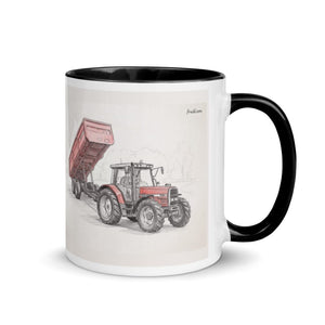 Furrow & Fields Black / 11 oz Massey Ferguson 6180 Pencil Sketch | Mug with Color Inside Quality Farmers Merch