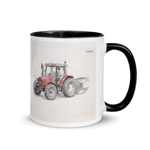Furrow & Fields Black / 11 oz Massey Ferguson 6255 Pencil Sketch | Mug with Color Inside Quality Farmers Merch