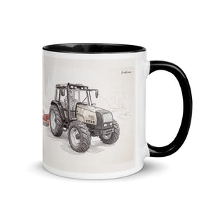 Furrow & Fields Black / 11 oz Valtra 6750 Pencil Sketch | Mug with Color Inside Quality Farmers Merch
