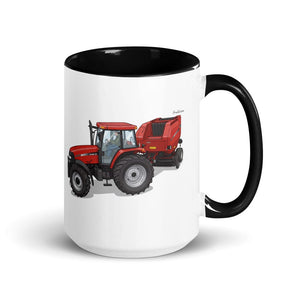 Furrow & Fields Black Case IH Maxxum MXM130 Illustration | 15 oz Mug with Color Inside Quality Farmers Merch