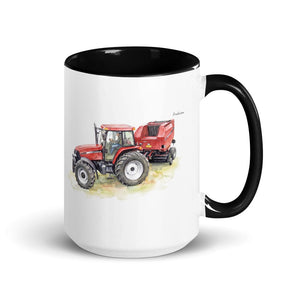 Furrow & Fields Black Case IH Maxxum MXM130 Watercolor | 15 oz Mug with Color Inside Quality Farmers Merch