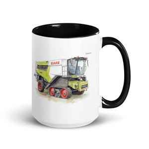 Furrow & Fields Black CLAAS Lexion 8600 TerraTrac Watercolor | 15 oz Mug with Color Inside Quality Farmers Merch