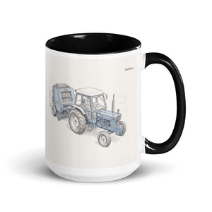 Furrow & Fields Black Ford 7600 Pencil Sketch | 15 oz Mug with Color Inside Quality Farmers Merch