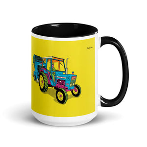 Furrow & Fields Black Ford 7600 Pop Art | 15 oz Mug with Color Inside Quality Farmers Merch