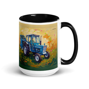 Furrow & Fields Black Ford 7600 Splash Art | 15 oz Mug with Color Inside Quality Farmers Merch