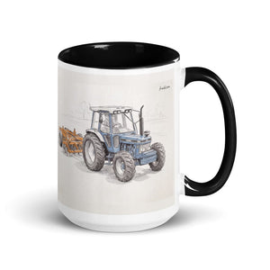 Furrow & Fields Black Ford 7810 Generation III Pencil Sketch | 15 oz Mug with Color Inside Quality Farmers Merch