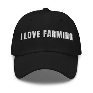 Furrow & Fields Black I Love Farming | Classic Dad Hat Quality Farmers Merch