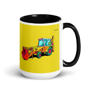 Furrow & Fields Black JCB 3C II Pop Art | 15 oz Mug with Color Inside Quality Farmers Merch