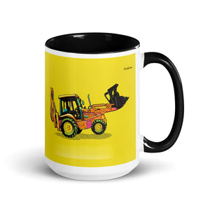 Furrow & Fields Black JCB 3CX Sitemaster SRS Pop Art | 15 oz Mug with Color Inside Quality Farmers Merch