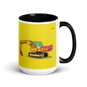 Furrow & Fields Black JCB 806 Pop Art | 15 oz Mug with Color Inside Quality Farmers Merch