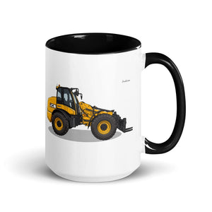 Furrow & Fields Black JCB TM420 | 15 oz Mug with Color Inside Quality Farmers Merch