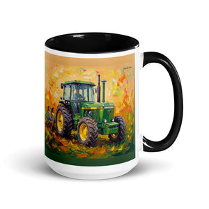 Furrow & Fields Black John Deere 4350 Splash Art | 15 oz Mug with Color Inside Quality Farmers Merch