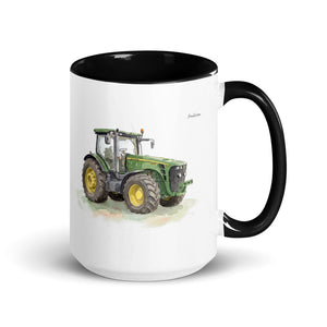 Furrow & Fields Black John Deere 8345R Watercolor | 15 oz Mug with Color Inside Quality Farmers Merch
