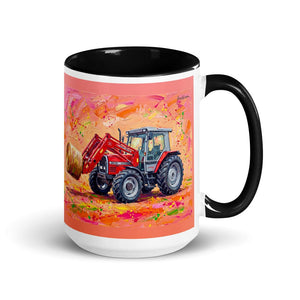 Furrow & Fields Black Massey Ferguson 3070 Autotronic Splash Art | 15 oz Mug with Color Inside Quality Farmers Merch