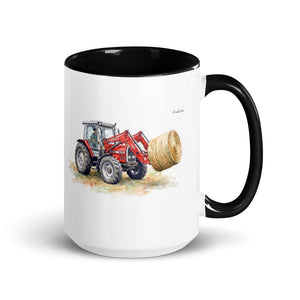Furrow & Fields Black Massey Ferguson 3070 Autotronic Watercolor | 15 oz Mug with Color Inside Quality Farmers Merch