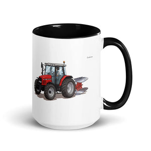 Furrow & Fields Black Massey Ferguson 6255 Illustration | 15 oz Mug with Color Inside Quality Farmers Merch