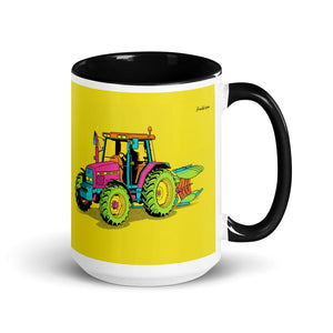 Furrow & Fields Black Massey Ferguson 6255 Pop Art | 15 oz Mug with Color Inside Quality Farmers Merch