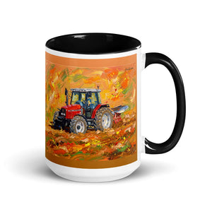 Furrow & Fields Black Massey Ferguson 6255 Splash Art | 15 oz Mug with Color Inside Quality Farmers Merch