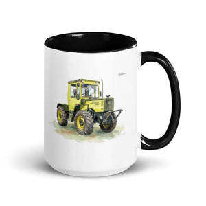 Furrow & Fields Black Mercedes-Benz MB-trac 1100 Watercolor | 15 oz Mug with Color Inside Quality Farmers Merch