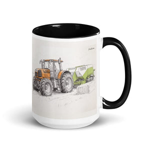 Furrow & Fields Black Renault Atles 926 RZ Pencil Sketch | 15 oz Mug with Color Inside Quality Farmers Merch