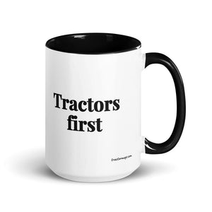Furrow & Fields Black Tractors First | 15 oz Mug with Color Inside Quality Farmers Merch