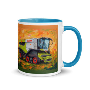 Furrow & Fields Blue / 11 oz CLAAS Lexion 8600 TerraTrac Splash Art | Mug with Color Inside Quality Farmers Merch