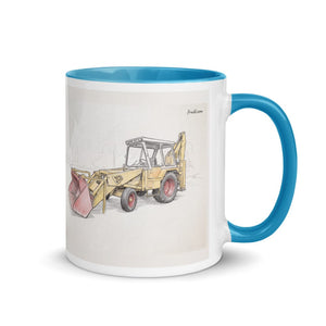 Furrow & Fields Blue / 11 oz JCB 3C II Pencil Sketch | Mug with Color Inside Quality Farmers Merch